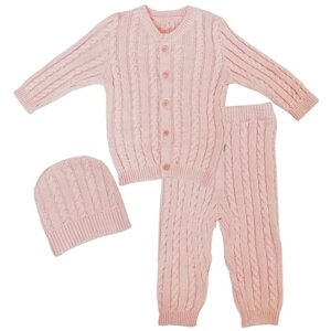 Комплект одежды Папитто детский, брюки и шапка, размер 68, розовый