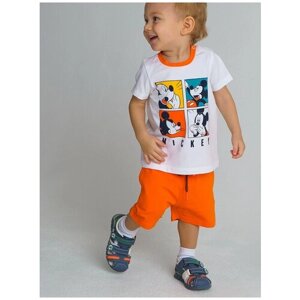 Комплект одежды playToday для мальчиков, шорты и футболка, пояс на резинке, размер 80, оранжевый