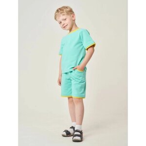Комплект одежды Промдизайн детский, шорты и футболка, повседневный стиль, размер 92/98, бирюзовый