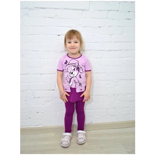 Комплект одежды РиД - Родители и Дети для девочек, туника и легинсы, повседневный стиль, размер 86-92, фиолетовый