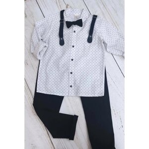 Комплект одежды , рубашка и брюки, нарядный стиль, размер 122, белый