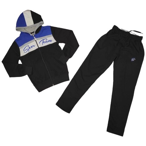 Комплект одежды Simart, олимпийка и брюки, спортивный стиль, размер 128, черный, синий