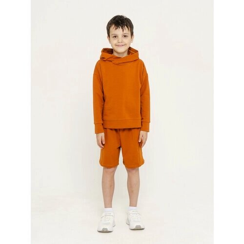 Комплект одежды SovaLina, худи и шорты, повседневный стиль, размер 110, оранжевый