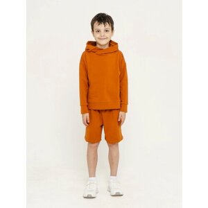 Комплект одежды SovaLina, худи и шорты, повседневный стиль, размер 122, оранжевый