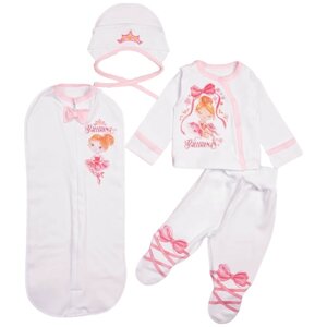Комплект одежды Совенок Дона для девочек, кофта и ползунки и чепчик и конверт, трикотажный, размер 40-62