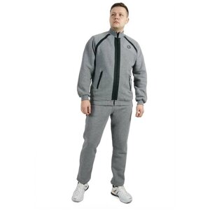 Костюм CroSSSport, толстовка и брюки, силуэт прямой, карманы, утепленный, размер 46, серый, черный