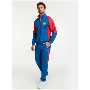Костюм Фокс Спорт, олимпийка и брюки, силуэт прямой, карманы, размер 2XL, синий
