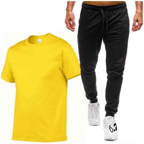 Костюм , футболка и брюки, полуприлегающий силуэт, размер 54, желтый