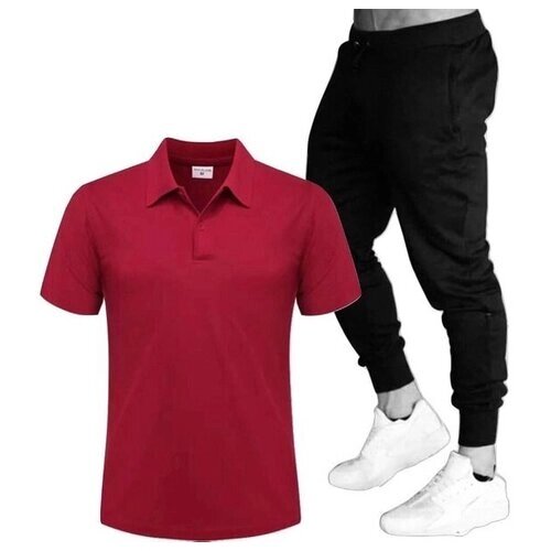 Костюм , футболка и брюки, размер 52, бордовый