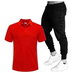 Костюм , футболка и брюки, размер 54, красный