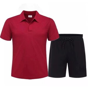 Костюм , футболка и шорты, размер 52, бордовый