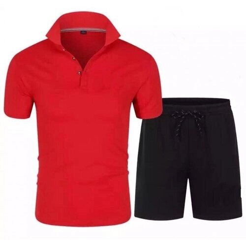 Костюм , футболка и шорты, размер 54, красный