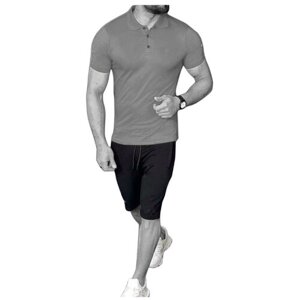 Костюм , футболка и шорты, силуэт полуприлегающий, размер 50, серый
