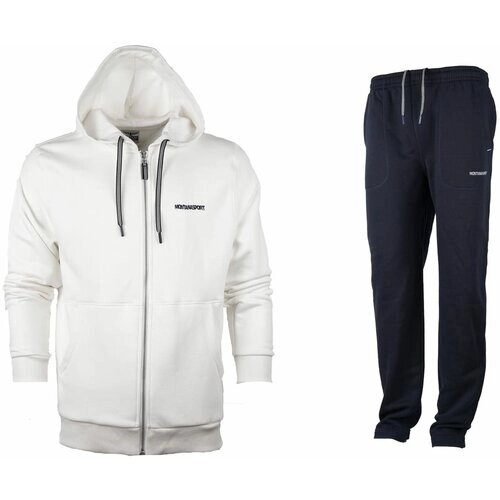 Костюм MONTANASPORT, олимпийка и брюки, прямой силуэт, карманы, капюшон, размер 56/58, белый