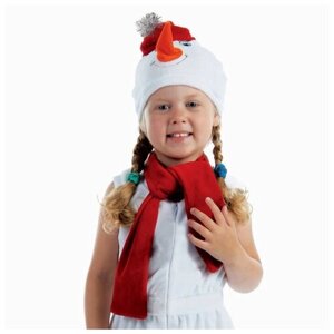 Костюм "Снеговик в красной шапке" шапка, шарф размер 51-55, велюр