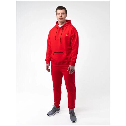 Костюм Великоросс, олимпийка, худи и брюки, силуэт прямой, размер 56, красный
