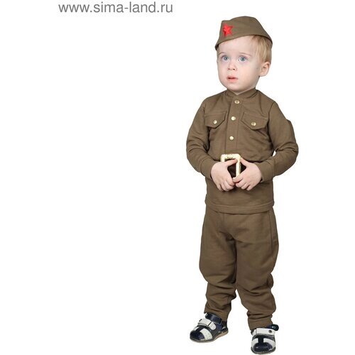 Костюм военного для мальчика: гимнастёрка, галифе, пилотка, трикотаж, хлопок 100%рост 92 см, 1,5-3 года