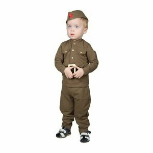 Костюм военного для мальчика: гимнастёрка, галифе, пилотка, трикотаж, хлопок 100%рост 98 см, 1.5-3 года