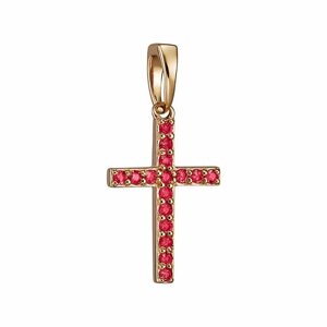 Крестик Oriental, красное золото, 585 проба, рубин