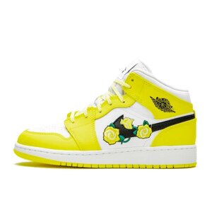 Кроссовки Jordan Air Jordan 1 Mid, размер 36 EU, белый, желтый