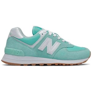 Кроссовки New Balance 574, летние, беговые, натуральная замша, размер 37 EU, бирюзовый