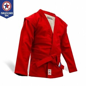 Куртка для самбо Крепыш Я с поясом, сертификат ВФС, размер 30, красный