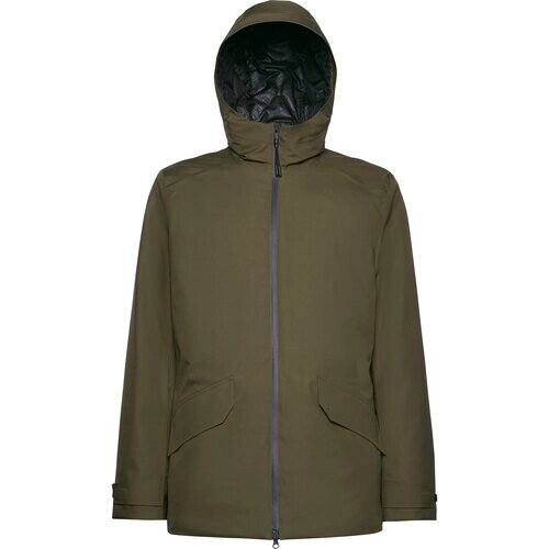 Куртка GEOX Clintford демисезонная, силуэт прямой, воздухопроницаемая, водонепроницаемая, ветрозащитная, карманы, капюшон, размер 48, коричневый