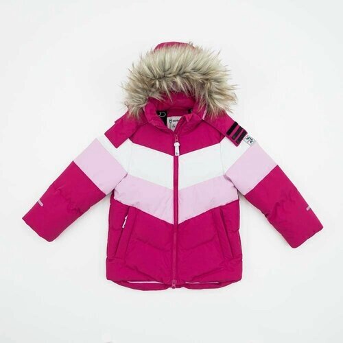 Куртка КОТОФЕЙ, размер 128, розовый, белый
