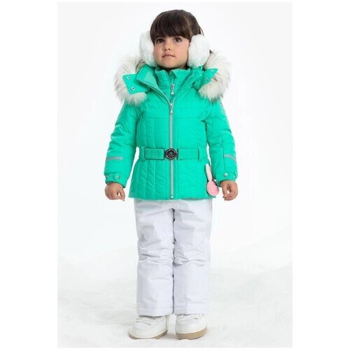 Куртка Poivre Blanc для девочек, карманы, съемный капюшон, светоотражающие элементы, утепленная, водонепроницаемая, размер 4(104), бирюзовый, зеленый