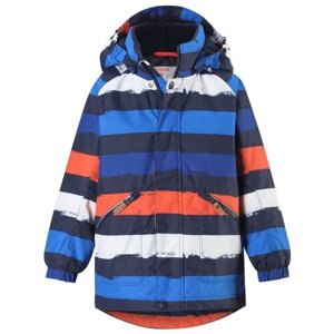 Куртка Reima зимняя, светоотражающие элементы, мембрана, водонепроницаемость, капюшон, карманы, подкладка, размер 98, синий, оранжевый