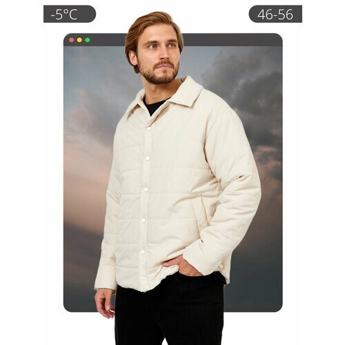 Куртка-рубашка MowGear демисезонная, оверсайз, размер 48, бежевый