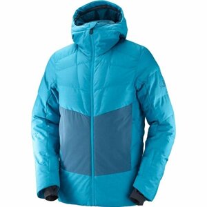 Куртка Salomon, средней длины, мембранная, утепленная, несъемный капюшон, снегозащитная юбка, регулируемый край, карман для ски-пасса, вентиляция, ветрозащитная, регулируемый капюшон, карманы, внутренние карманы,