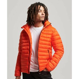 Куртка Superdry, демисезон/зима, силуэт свободный, несъемный капюшон, стеганая, утепленная, подкладка, карманы, размер M, оранжевый