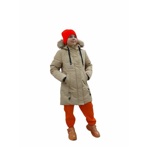Куртка зимняя, размер 146, бежевый