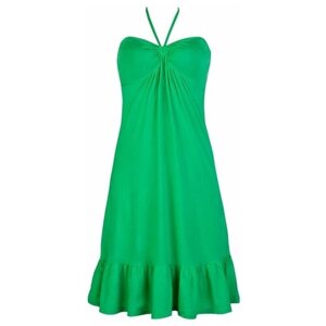 Легкое короткое пляжное платье с воланами, зеленый, S