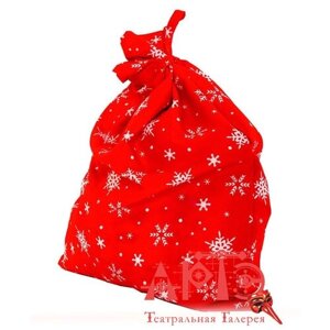 Мешок Деда мороща красный со снежинками 6189