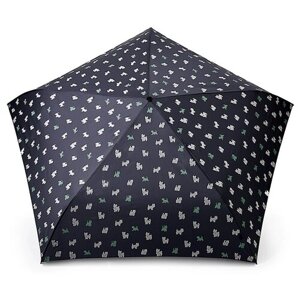 Мини-зонт FULTON, механика, 3 сложения, купол 83 см., 5 спиц, система «антиветер», для женщин, черный, синий