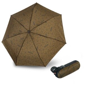 Мини-зонт Knirps, механика, 5 сложений, купол 90 см., 7 спиц, система «антиветер», чехол в комплекте, коричневый