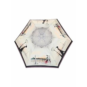 Мини-зонт ZEST, механика, 5 сложений, купол 92 см., 6 спиц, для женщин, белый, бежевый