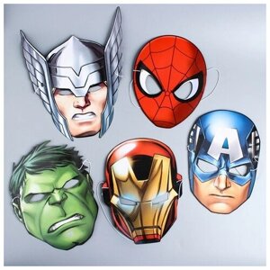 Набор карнавальных масок "Супергерои", 5 штук, Мстители