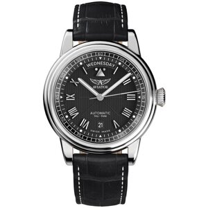 Наручные часы Aviator Aviator V. 3.35.0.274.4, черный, серебряный