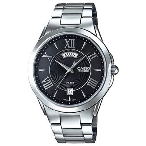 Наручные часы CASIO BEM-130D-1A, черный, серебряный