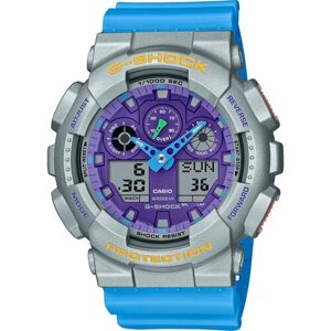 Наручные часы CASIO G-Shock GA-100EU-8A2, синий, серый