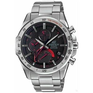 Наручные часы CASIO Наручные часы CASIO Edifice EQB-1000XD-1A мужские, будильник, Bluetooth, хронограф, тахиметр, секундомер, 100WR, антиблик, серебряный, красный, серебряный