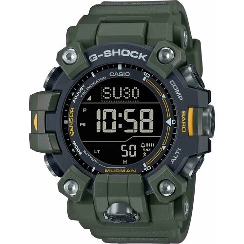 Наручные часы CASIO Японские G-SHOCK GW-9500-3 с хронографом, хаки, зеленый