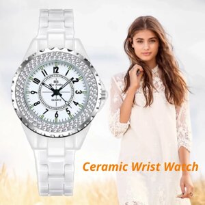 Наручные часы Часы женские наручные кварцевые Crystal шикарные водонепроницаемые, белый