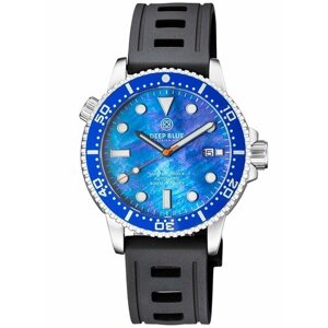 Наручные часы Deep Blue Мужские Дайверские Часы Deep Blue Master 1000 II 44мм Механика, Перламутр, Ремешок, серебряный, черный