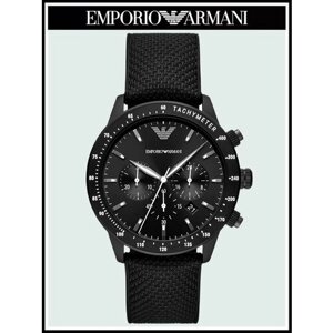 Наручные часы EMPORIO ARMANI Mario Мужские наручные часы Emporio Armani черные кварцевые оригинальные, черный