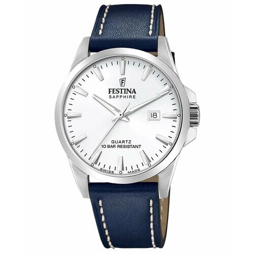 Наручные часы FESTINA Мужские испанские Classic F20025/2 с гарантией, серебряный, синий