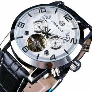 Наручные часы Forsining Forsining Многофункциональный дисплей Мужские автоматические механические часы, серебряный, белый